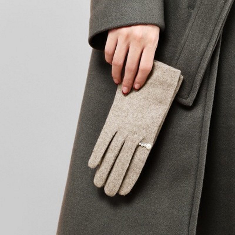 画像8: Women's  pearl ring wool warmth points touch screen ins thin cotton gloves パールリング付きウール手袋 グローブ スマホ対応 (8)