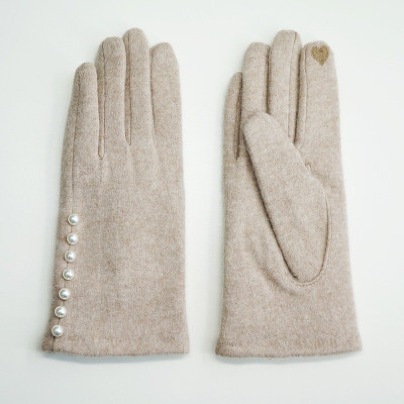画像5: Women's  pearl wool plus velvet keep warm points touch screen cotton gloves　パール付きウール手袋　グローブ　スマホ対応 (5)