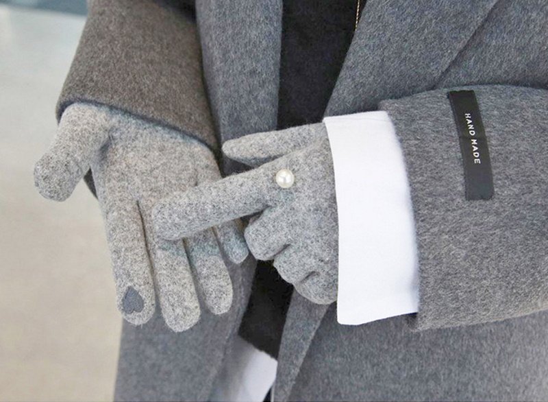 画像6: Women's  pearl ring wool warmth points touch screen ins thin cotton gloves パールリング付きウール手袋 グローブ スマホ対応 (6)