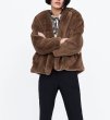 画像5: Women's brown fur-effect fleece hooded jacket coat 　エコファーフーディーモコモコジャケット (5)