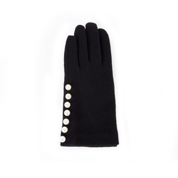 画像1: Women's  pearl wool plus velvet keep warm points touch screen cotton gloves　パール付きウール手袋　グローブ　スマホ対応 (1)