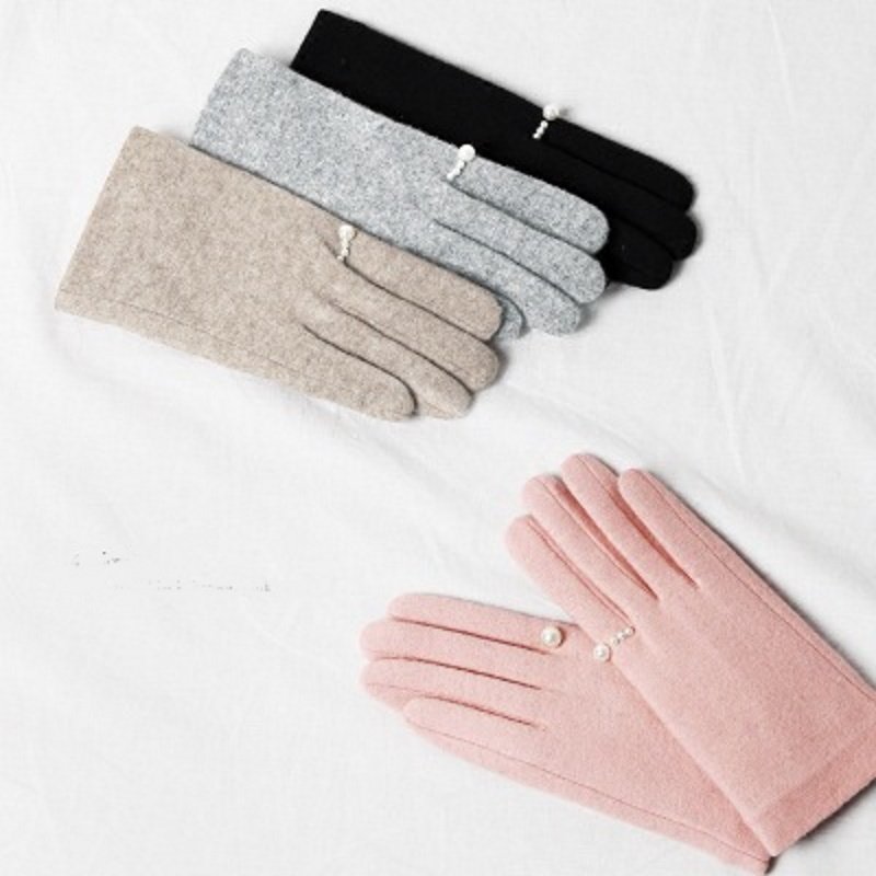 画像10: Women's  pearl ring wool warmth points touch screen ins thin cotton gloves パールリング付きウール手袋 グローブ スマホ対応 (10)