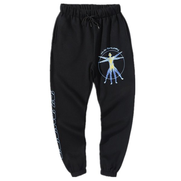 画像1: Men's men and women  robot printed sports trousers casual pants Sweat pants　ユニセックスパンツ男女兼用ロボットプリントスウェットパンツ　ジョガーパンツ (1)