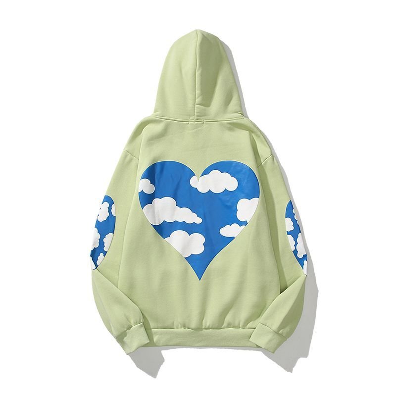画像8: Blue Sky White Cloud Love Foam printed casual sweater hoodie  ブルースカイホワイトクラウドオーバーサイズ ユニセックス 男女兼用フーディーパーカー (8)