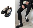 画像2: Men's Black British Leather Lace up Shoes    レザーレースアップブリティッシュスニーカー　ローファー  (2)