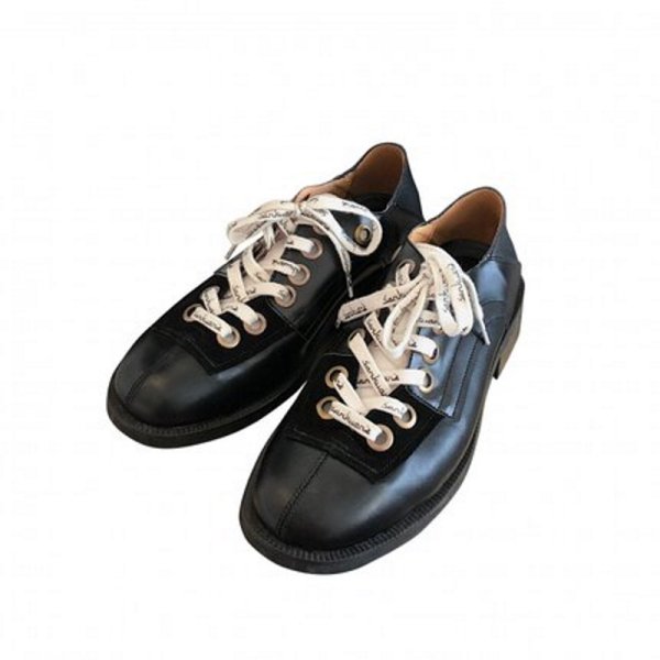 画像1: Men's Black British Leather Lace up Shoes    レザーレースアップブリティッシュスニーカー　ローファー  (1)