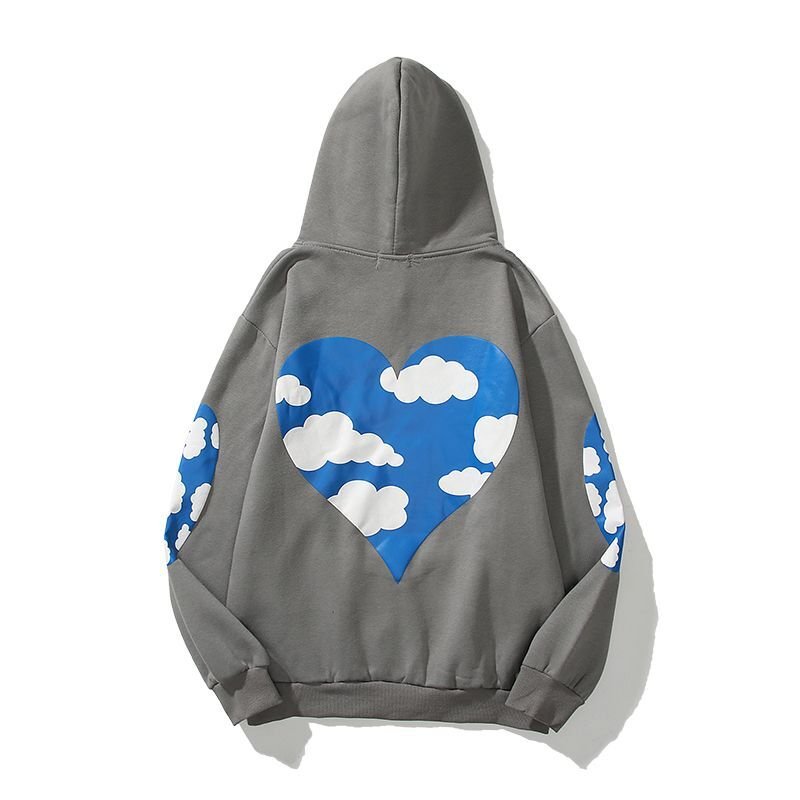 画像5: Blue Sky White Cloud Love Foam printed casual sweater hoodie  ブルースカイホワイトクラウドオーバーサイズ ユニセックス 男女兼用フーディーパーカー (5)