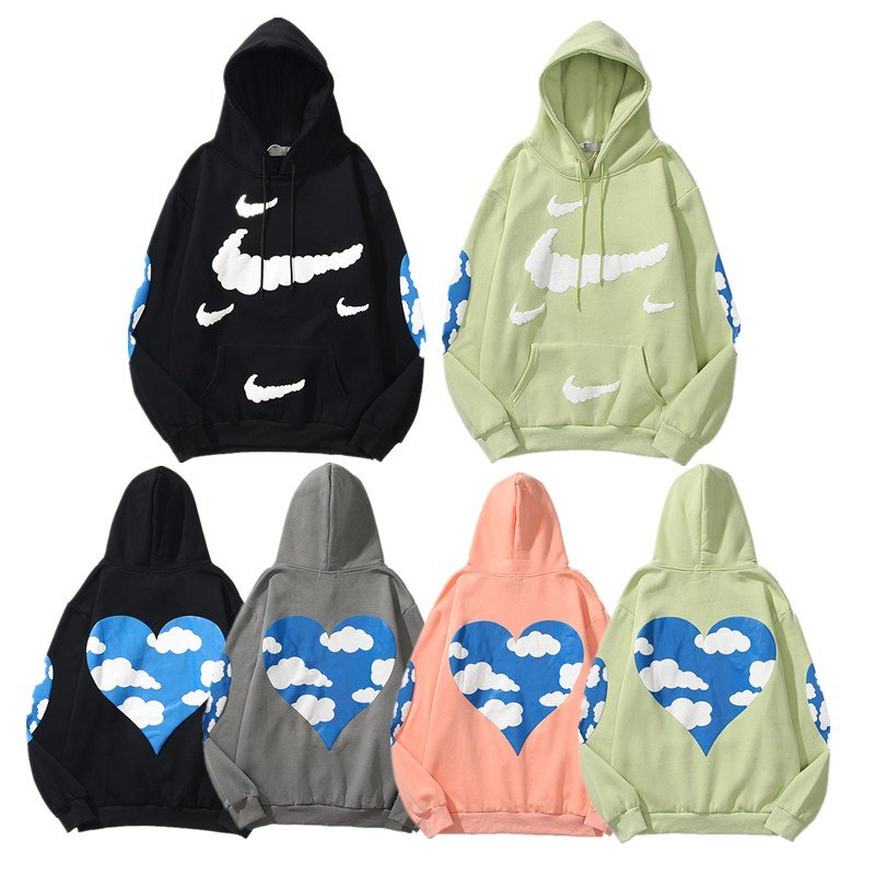 画像12: Blue Sky White Cloud Love Foam printed casual sweater hoodie  ブルースカイホワイトクラウドオーバーサイズ ユニセックス 男女兼用フーディーパーカー (12)