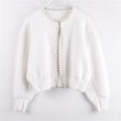 画像5: Pearl Wool Knit Cardigan 真珠付 パール パール付き カーディガン セーター ボレロ ウール (5)