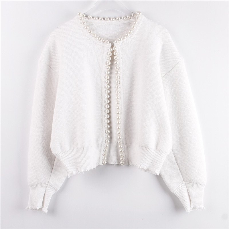 画像5: Pearl Wool Knit Cardigan 真珠付 パール パール付き カーディガン セーター ボレロ ウール (5)