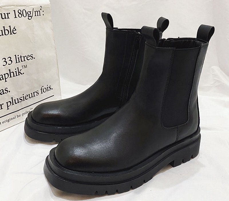 画像5: Men's Side Gore Chunky Sole Leather Boots shoes  メンズサイドゴアチャンキーソールレザーブーツ (5)
