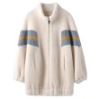 画像4: lamb plush color contrast jacket coat　ラムベルベットカラーコントラストオーバーサイズブルゾン ジャケット コート (4)
