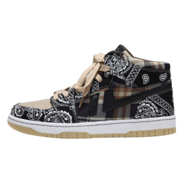 画像1: Men's paisley high-top sneakers　メンズペイズリー柄  バンダナ柄 ハイカットスニーカー (1)