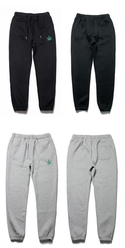 画像2: Men's men and women hemp leaf sports trousers casual pants Sweat pants ユニセックスヘンプリーフ刺繍パンツ男女兼用スウェットパンツ ジョガーパンツ (2)