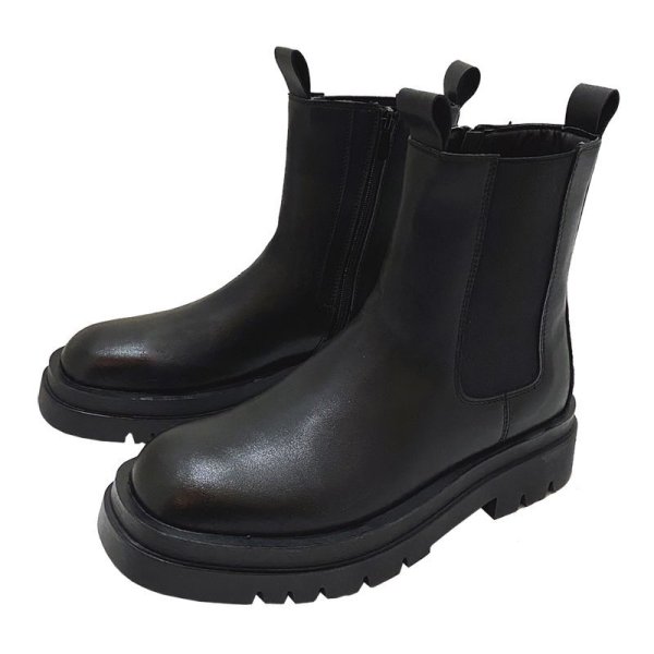 画像1: Men's Side Gore Chunky Sole Leather Boots shoes 　メンズサイドゴアチャンキーソールレザーブーツ (1)