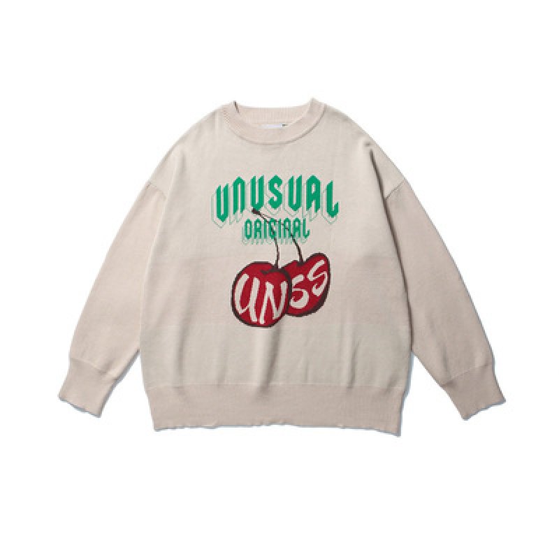 画像6: cherry blossom alphabet jacquard sweater loose  knit sweater unisex  オーバーサイズ ユニセックス 男女兼用チェリーブロッサム&アルファベットジャガードニットセーター プルオーバー (6)