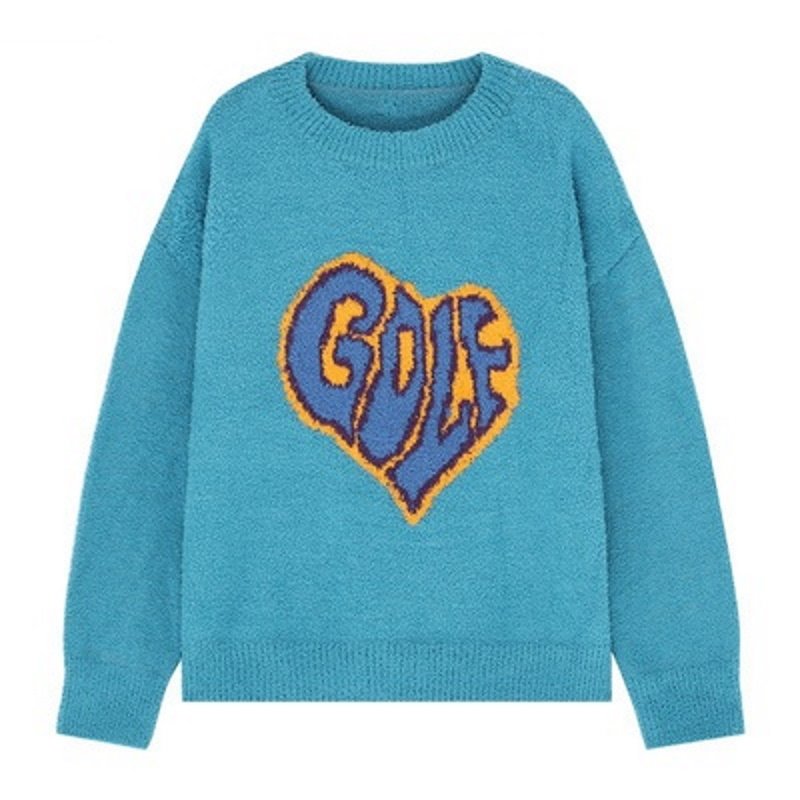画像7: soft warmth golf logo loose  knit sweater unisex  オーバーサイズ ユニセックス 男女兼用GOLFハートロゴ編み込みニットセーター プルオーバー (7)