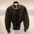 画像2: Pearl Wool Knit Sweater 真珠付 パール パール付き セーター ボレロ ウール (2)