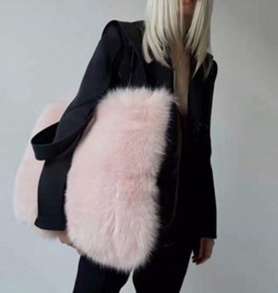 画像1: Woman’s  Bigsize oversized shopping Fur-Trimmed Tote Bag フェイクファー ファートリム ラージトートバッグ　ショルダーバック  (1)