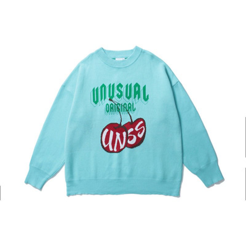 画像7: cherry blossom alphabet jacquard sweater loose  knit sweater unisex  オーバーサイズ ユニセックス 男女兼用チェリーブロッサム&アルファベットジャガードニットセーター プルオーバー (7)