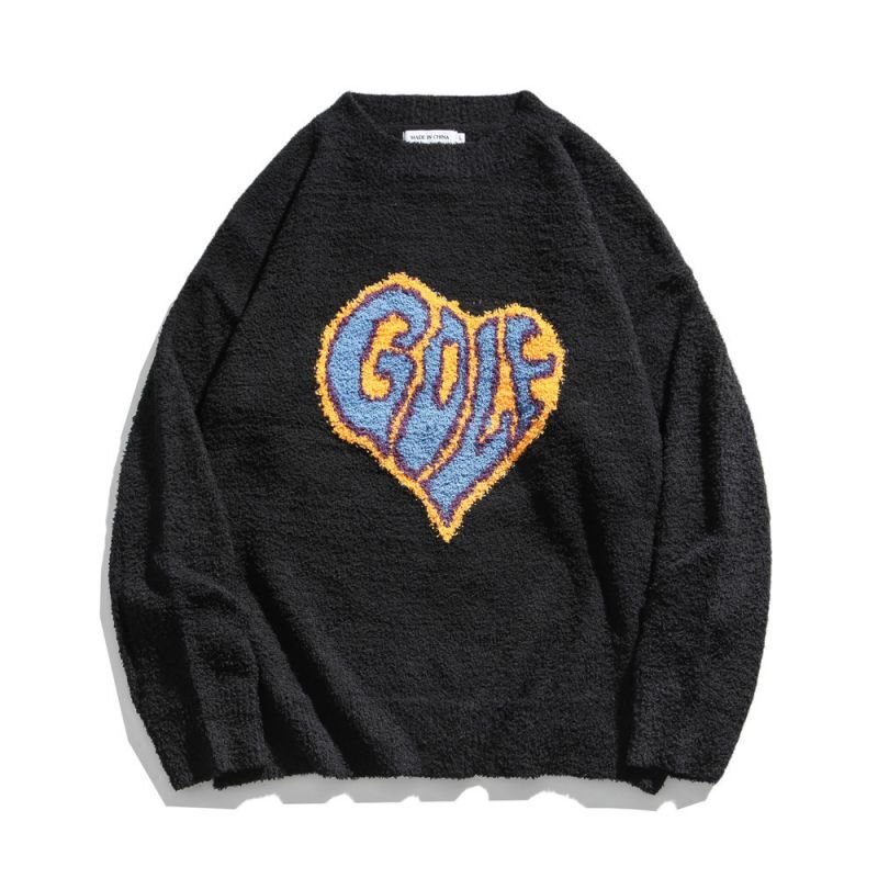 画像3: soft warmth golf logo loose  knit sweater unisex  オーバーサイズ ユニセックス 男女兼用GOLFハートロゴ編み込みニットセーター プルオーバー (3)