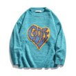 画像2: soft warmth golf logo loose  knit sweater unisex  オーバーサイズ ユニセックス 男女兼用GOLFハートロゴ編み込みニットセーター　プルオーバー (2)