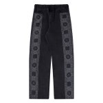画像1: Men's men and women  straight loose cashew flower pants  casual pants 　ユニセックス男女兼用フラワー ストレート デニムパンツ (1)