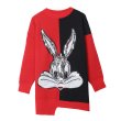 画像1: Women's  Bugs Bunny loose knit sweater　バッグス・バニースパンコールプルオーバー イレギュラー アシンメトリー 変形 長袖セーター プルオーバー　 (1)