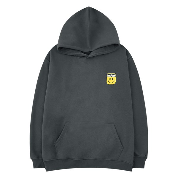 画像1:  Unisex bear & smilepaint  Hoodie　 ユニセックス 男女兼用ベアー熊＆スマイルプリントフーディーパーカー (1)