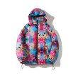 画像3:  Unisex  new trend hip-hop Smile graffiti padded down jacket Hoodie　 ユニセックス 男女兼用スマイルグラフィックプリントダウンフーディーパーカー (3)