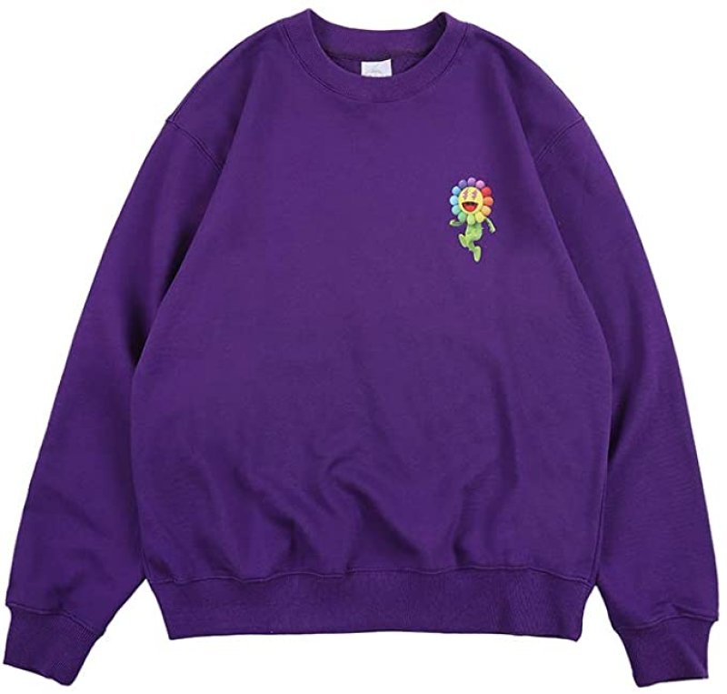 画像8: unisex   Sun Flower Cartoon Printing Sweatshirts Rainbow Letter Logo Hip Hop Rapper Hoodies Cotton Long Sleeve Pullover ユニセックス 男女兼用サンフラワーコミックトレーナー セーター プルオーバー (8)