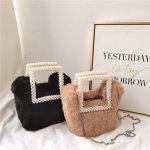 画像4: Woman’s pearl  Fur Tote Bag handbag　フェイクファー パールハンドル トートバッグ　 (4)