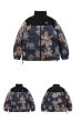 画像5: men and women  daisy stitching stand-collar high street loose padded jacket down jacket  ユニセックス 男女兼用 デイジーステッチスタンドカラープリントダウンコートジャケット ブルゾンスタジャン (5)