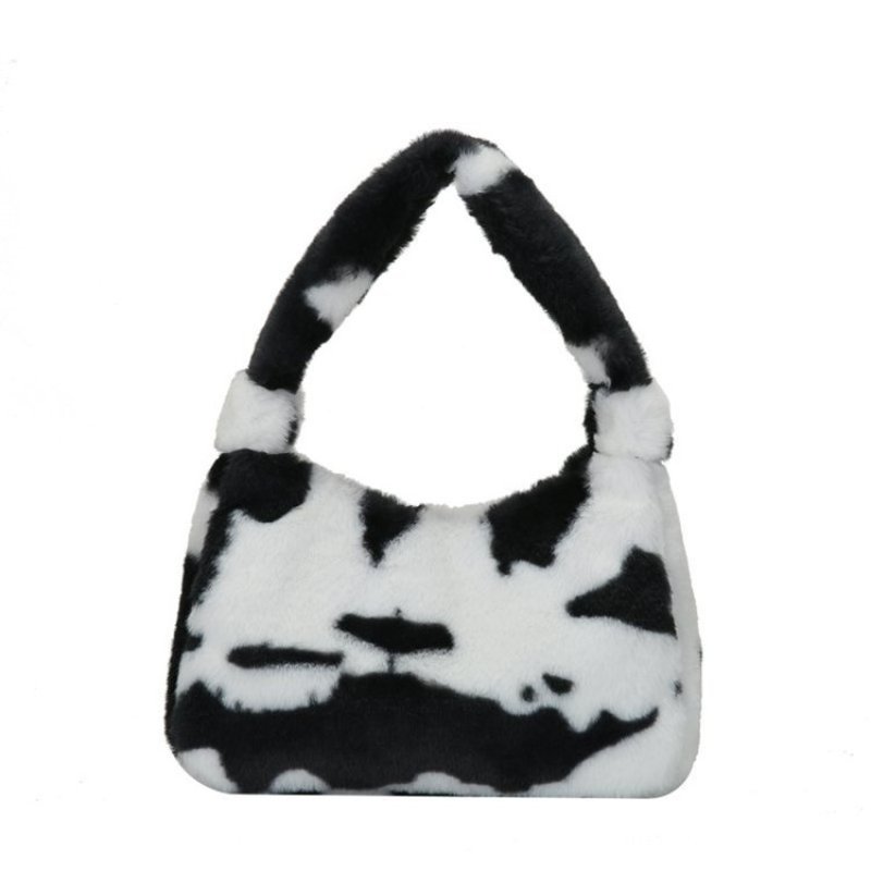 画像4: Woman’s plush one shoulder small bag zebra pattern underarm bag ファーワンショルダー トートショルダーバッグ  (4)