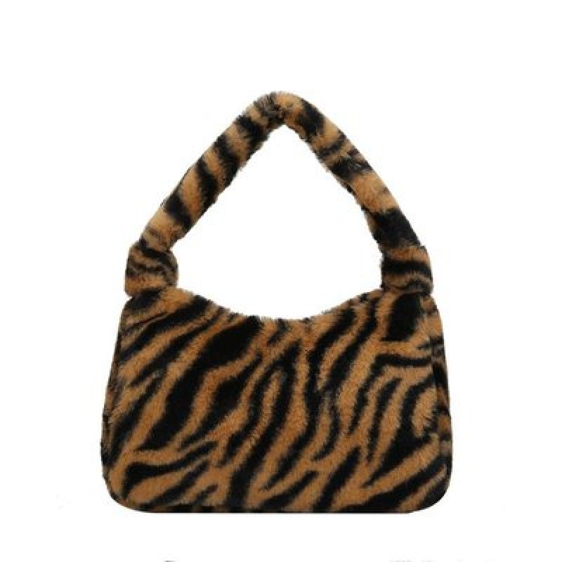 画像3: Woman’s plush one shoulder small bag zebra pattern underarm bag ファーワンショルダー トートショルダーバッグ  (3)