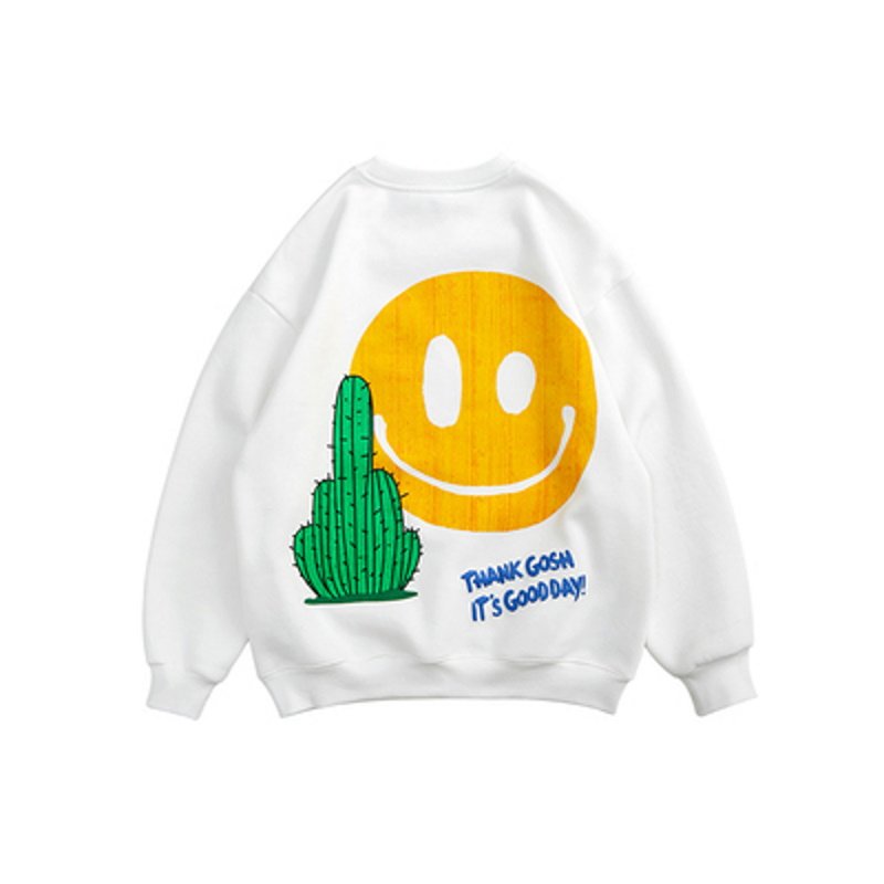 画像3: unisex Cactus Miles Roy Logo Foam Font Casual Sweater  ユニセックス 男女兼用サボテンスマイリー スマイルプリントトレーナー セーター プルオーバー (3)