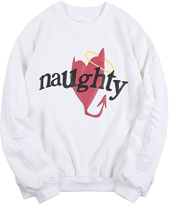 画像3: unisex  NAGRI Naughty Hip Hop Men's Heavyweight Sweatshirts Hoodie White ユニセックス 男女兼用スマイリー スマイルプリントトレーナー　セーター　プルオーバー (3)