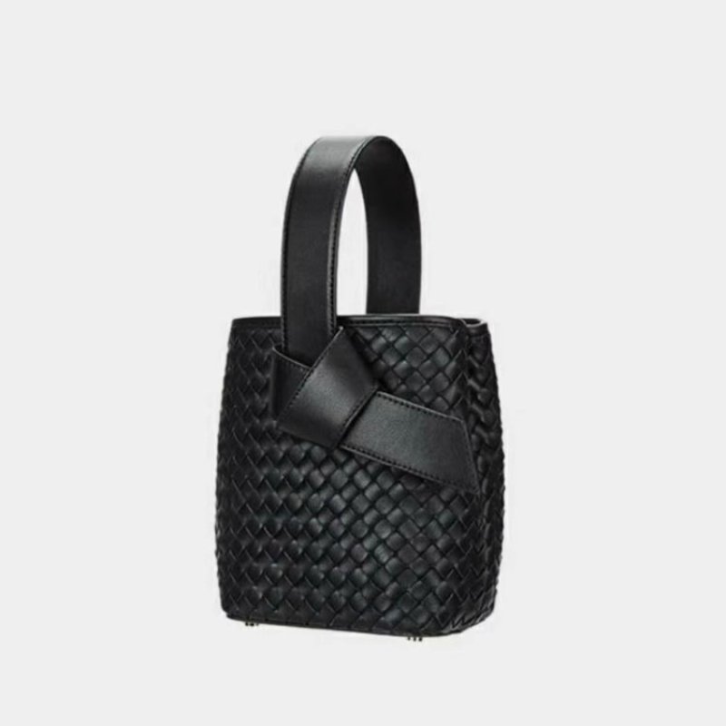 画像9: Woman’s  woven lace-up portable bucket bag レザーメッシュポータブルバケットバッグトートバッグ (9)