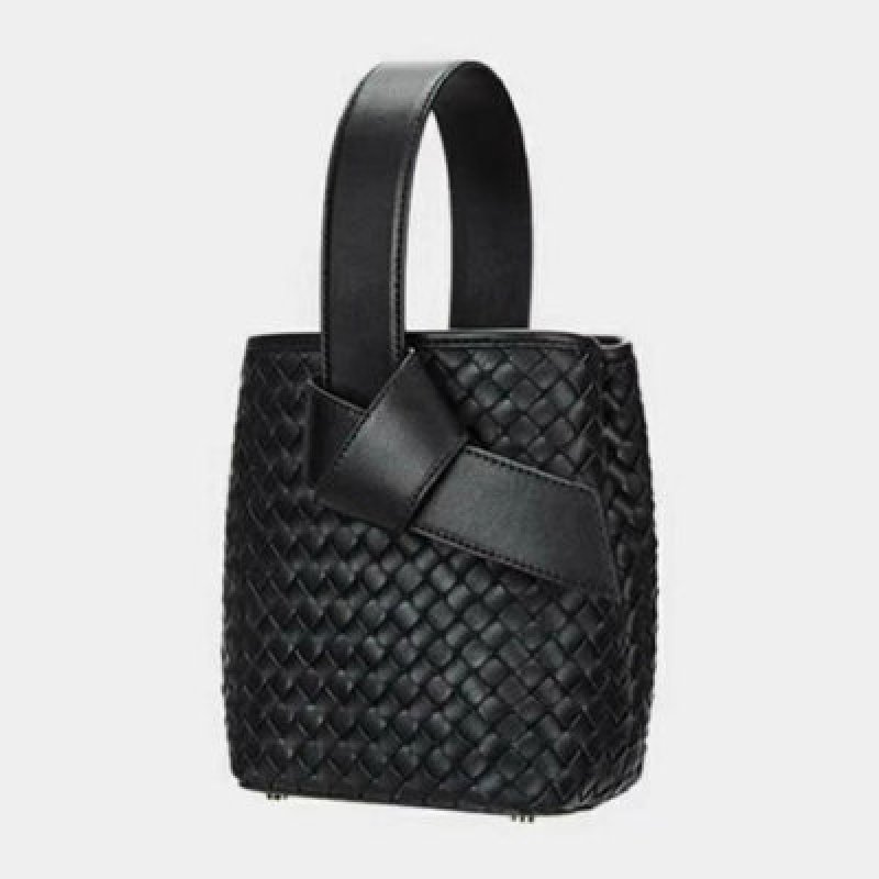 画像2: Woman’s  woven lace-up portable bucket bag レザーメッシュポータブルバケットバッグトートバッグ (2)