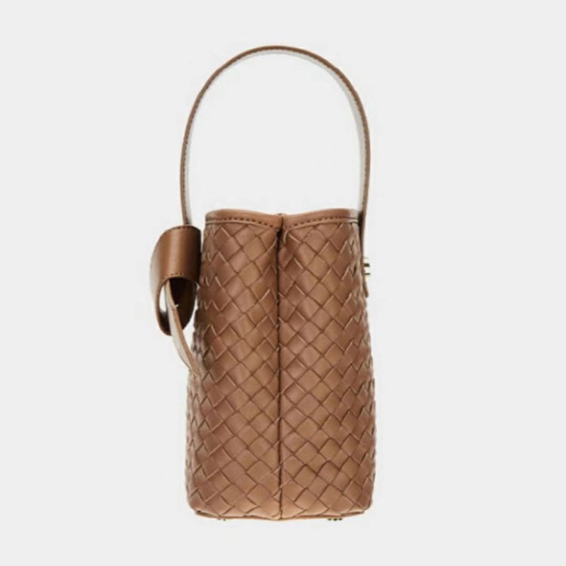 画像5: Woman’s  woven lace-up portable bucket bag レザーメッシュポータブルバケットバッグトートバッグ (5)