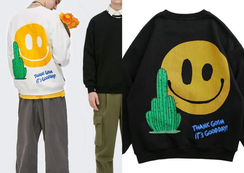 画像9: unisex Cactus Miles Roy Logo Foam Font Casual Sweater  ユニセックス 男女兼用サボテンスマイリー スマイルプリントトレーナー セーター プルオーバー (9)