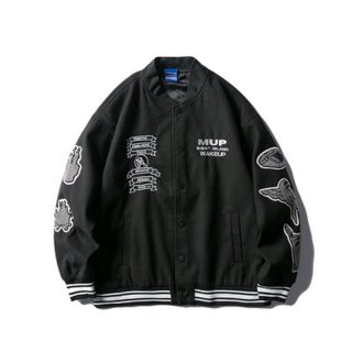 men and women Goofy & Alphabet Embroidered Stadium Jacket メンズ