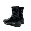 画像6:  women's patent leather Chelsea boots Martin boots 　パテントレザー＆スウェード パールデコレーション スクエアトゥマーティンブーツ　 (6)