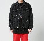 画像5: men and women youth trend graffiti loose denim jacket  ユニセックス 男女兼用グラフィック ペイント デニムジャケット Gジャン (5)