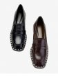 画像2: women's pearl low-heel loafers pump Shoes    フラットレザーパールローヒール ローファー パンプス   シューズ  (2)