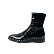 画像4:  women's patent leather Chelsea boots Martin boots 　パテントレザー＆スウェード パールデコレーション スクエアトゥマーティンブーツ　 (4)