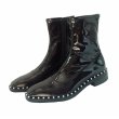 画像7:  women's patent leather Chelsea boots Martin boots 　パテントレザー＆スウェード パールデコレーション スクエアトゥマーティンブーツ　 (7)