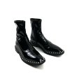 画像9:  women's patent leather Chelsea boots Martin boots 　パテントレザー＆スウェード パールデコレーション スクエアトゥマーティンブーツ　 (9)