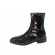 画像3:  women's patent leather Chelsea boots Martin boots 　パテントレザー＆スウェード パールデコレーション スクエアトゥマーティンブーツ　 (3)