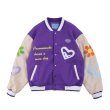 画像2:  hee love series embroidery baseball uniform jacket jacket men and women Stadium jumper  ユニセックス 男女兼用グラフィックペイント刺繍ユニフォームスタジアムジャンパー ジャケット ブルゾン スタジャン (2)